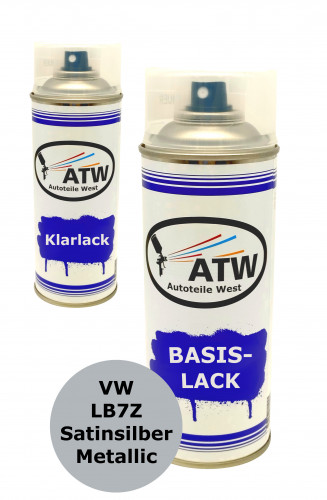 Autolack für VW LB7Z Satinsilber Metallic+400ml Klarlack Set